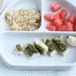 healthy chicken and brown rice on kids plate