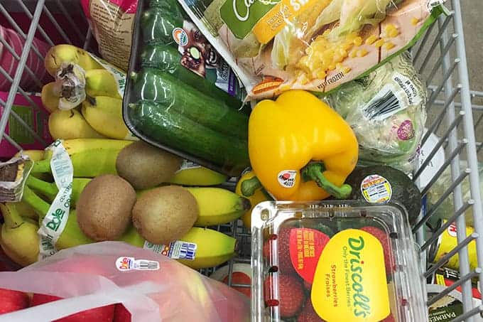 healthy groceries in cart
