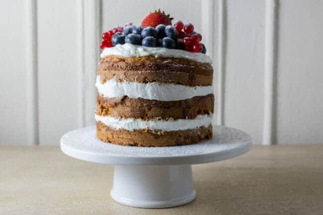 healthy smash cake on cake stand