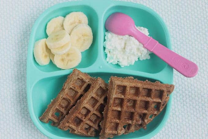 banana-cocoa-waffles-on-divided-plate