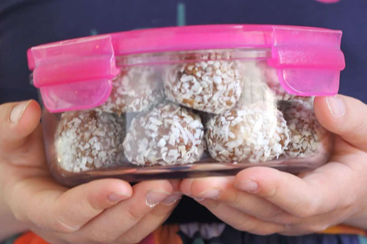 energy bites in storage container