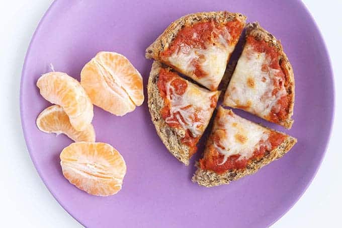 english muffin pizza with clementine