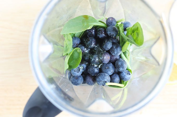 blueberry frozen yogurt ingredients in blender