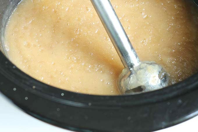 blended crockpot applesauce in crockpot