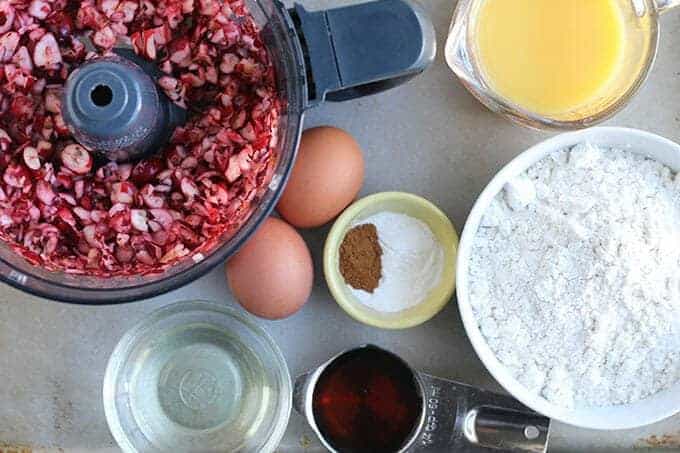 ingredients in mini cranberry muffins