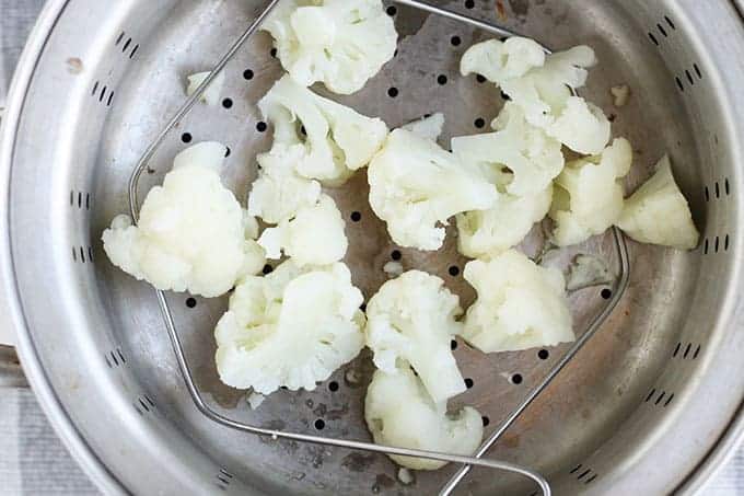 steaming cauliflower