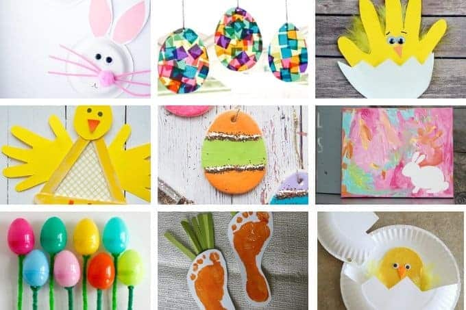 grid of 9 easter crafts for kids