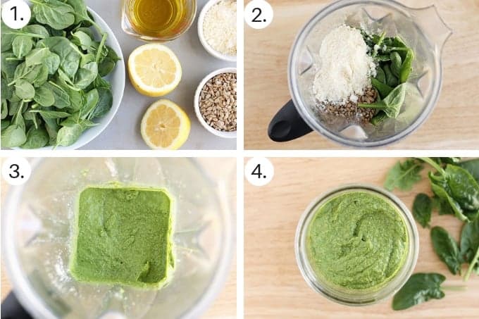 how to make spinach pesto step by step grid