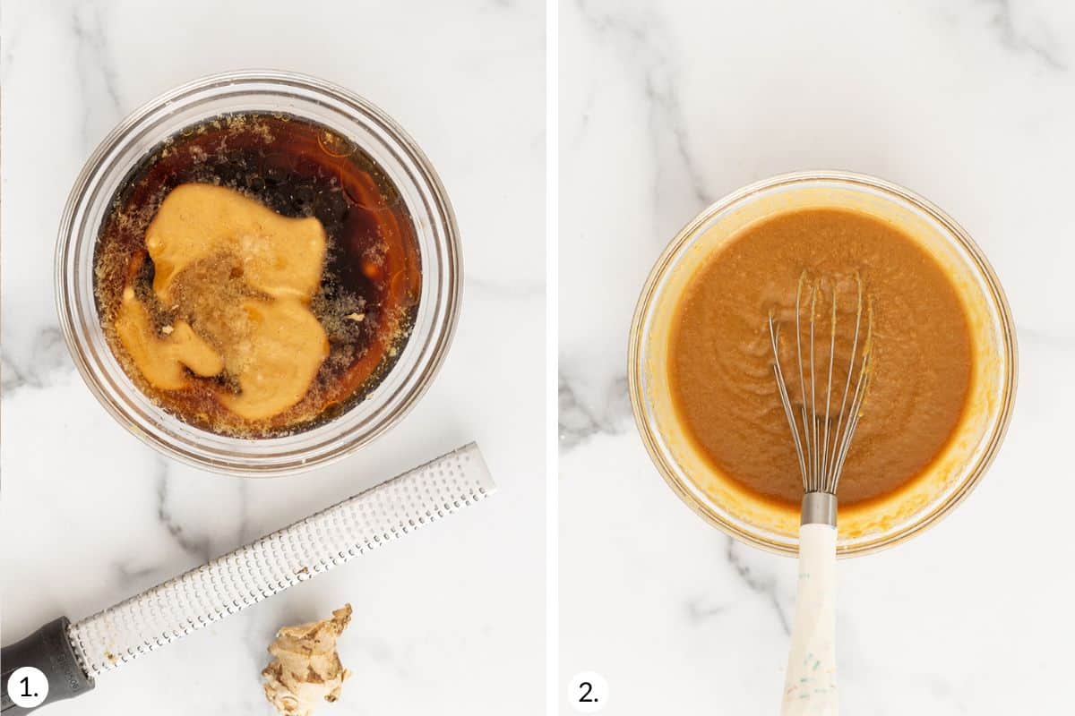 how to make peanut sauce in grid of images.