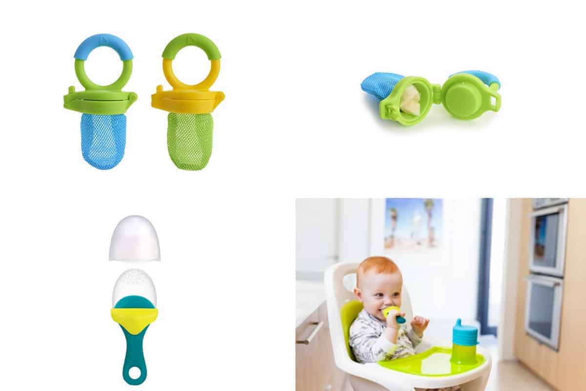 Removable with Storage Box Baby Fruit Feeder Banana Mesh Pacifier Infant Toddler Fresh Food Babies More Than 3 Months Feeding Eating Supplies Silicone Teething Toys 