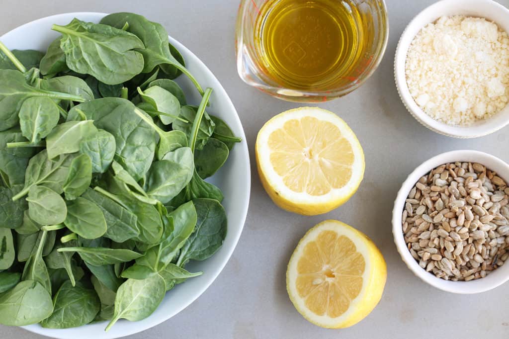 Easy Spinach Pesto (NutFree, FreezerFriendly)