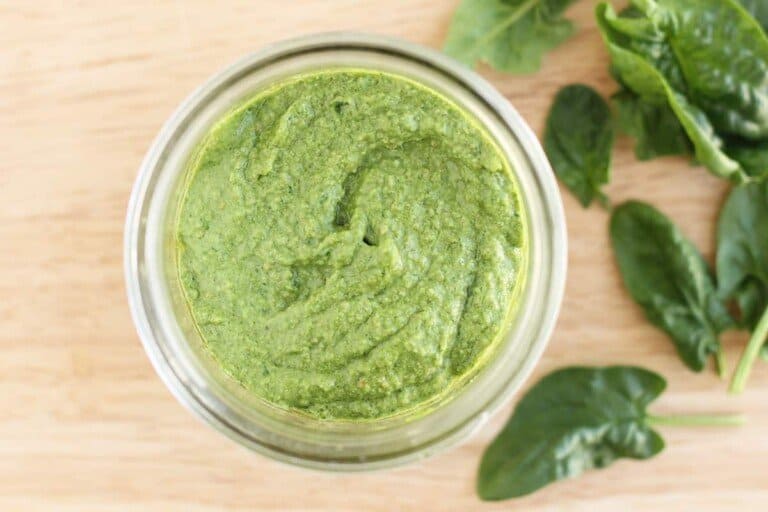Easy Spinach Pesto (NutFree, FreezerFriendly)
