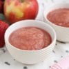 strawberry applesauce in white bowls