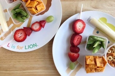 toddler snack plates with berries and cheese