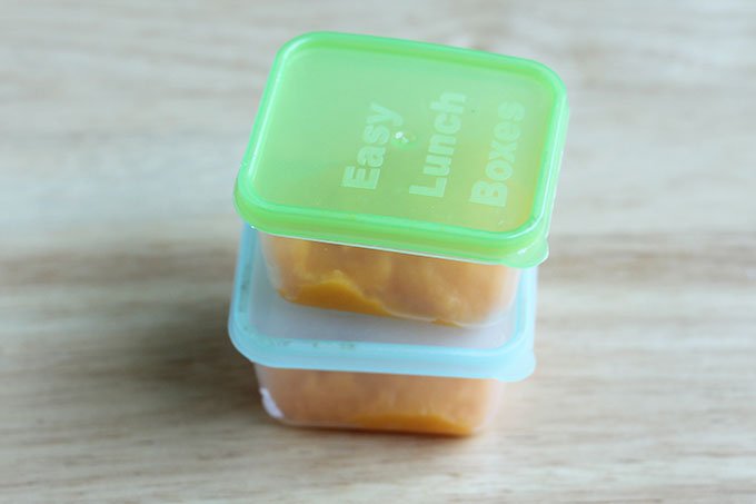 butternut squash in small storage containers
