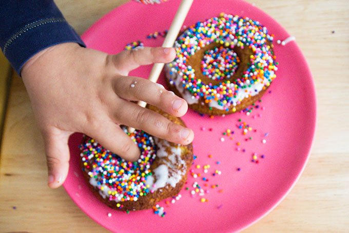donuts with kids hands