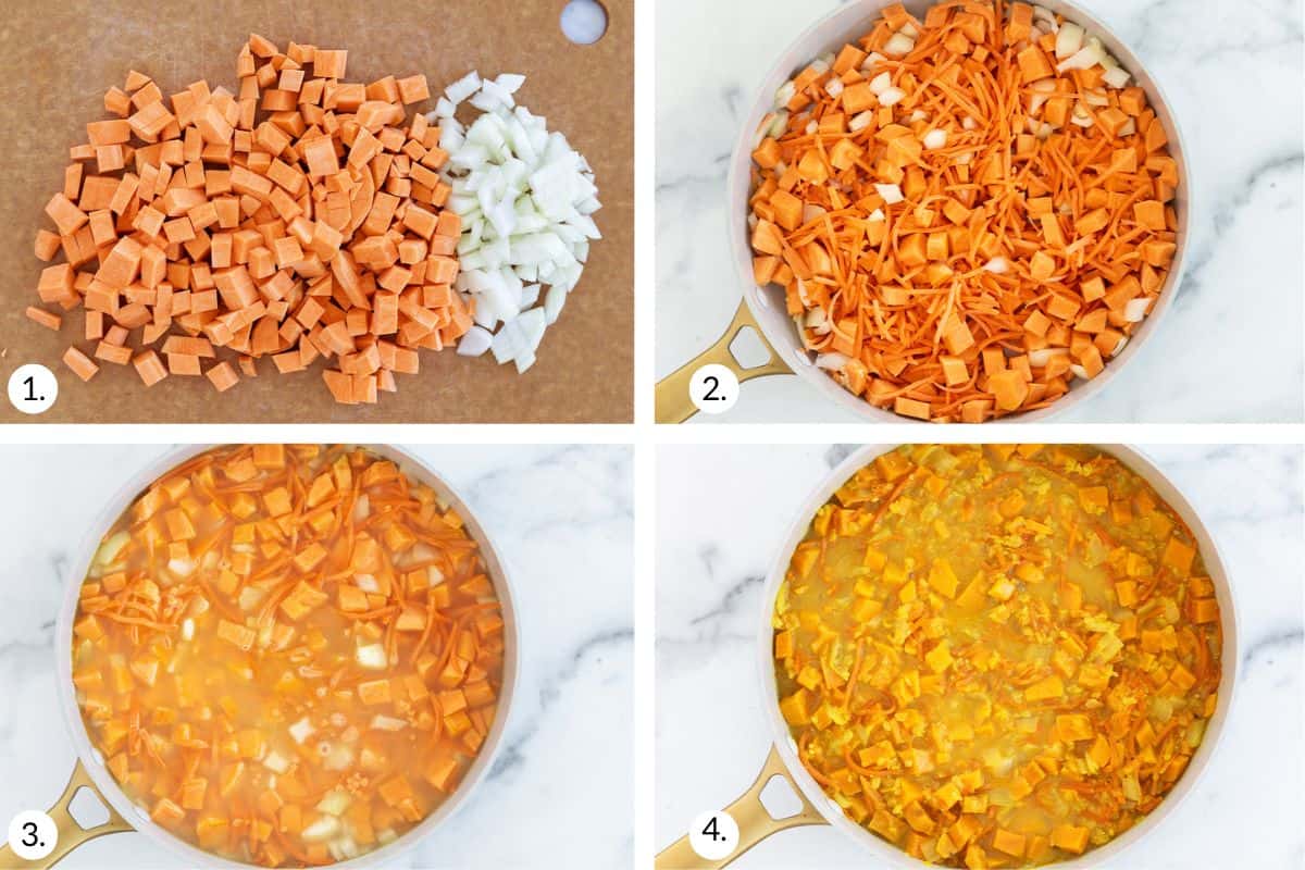 how to make red lentil soup in grid of images. 