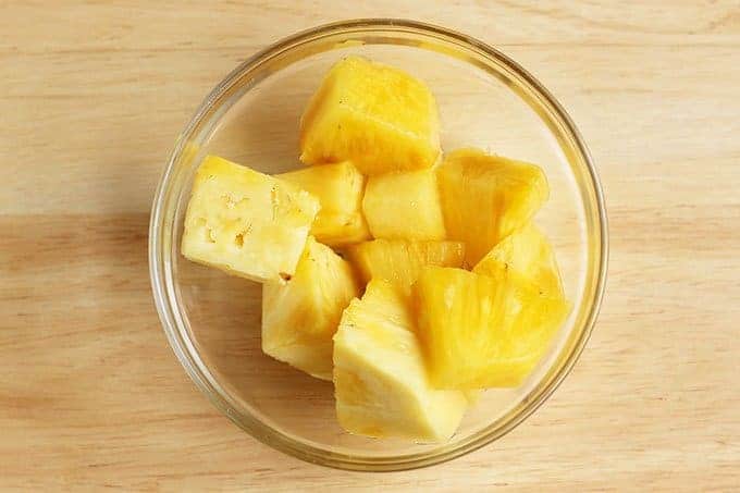 diced pineapple in bowl
