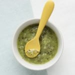 kiwi puree in white kids bowl