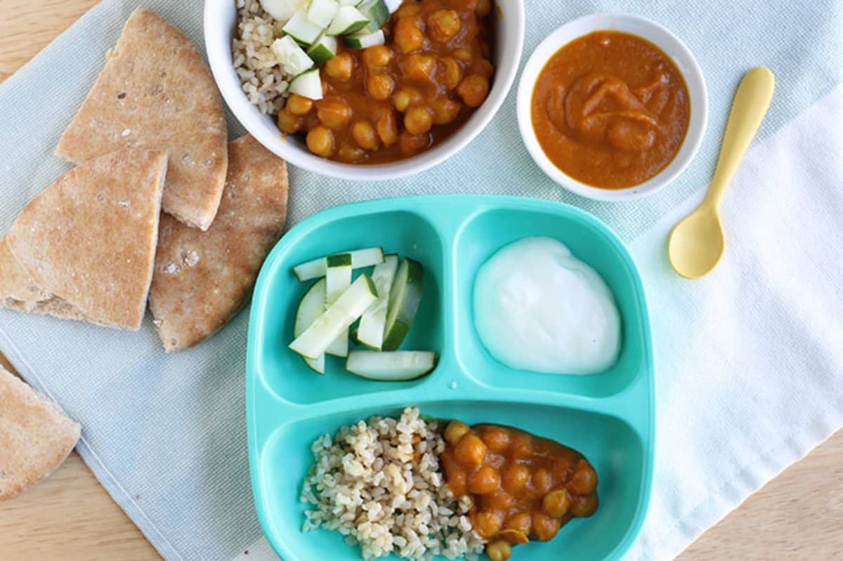 chana-masala-for-family with three plates