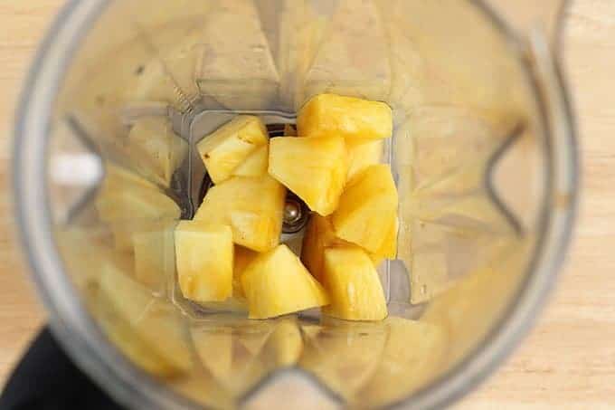 diced pineapple in blender