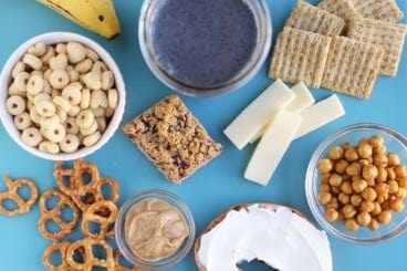 pregnancy-snacks-on-blue-cutting-board