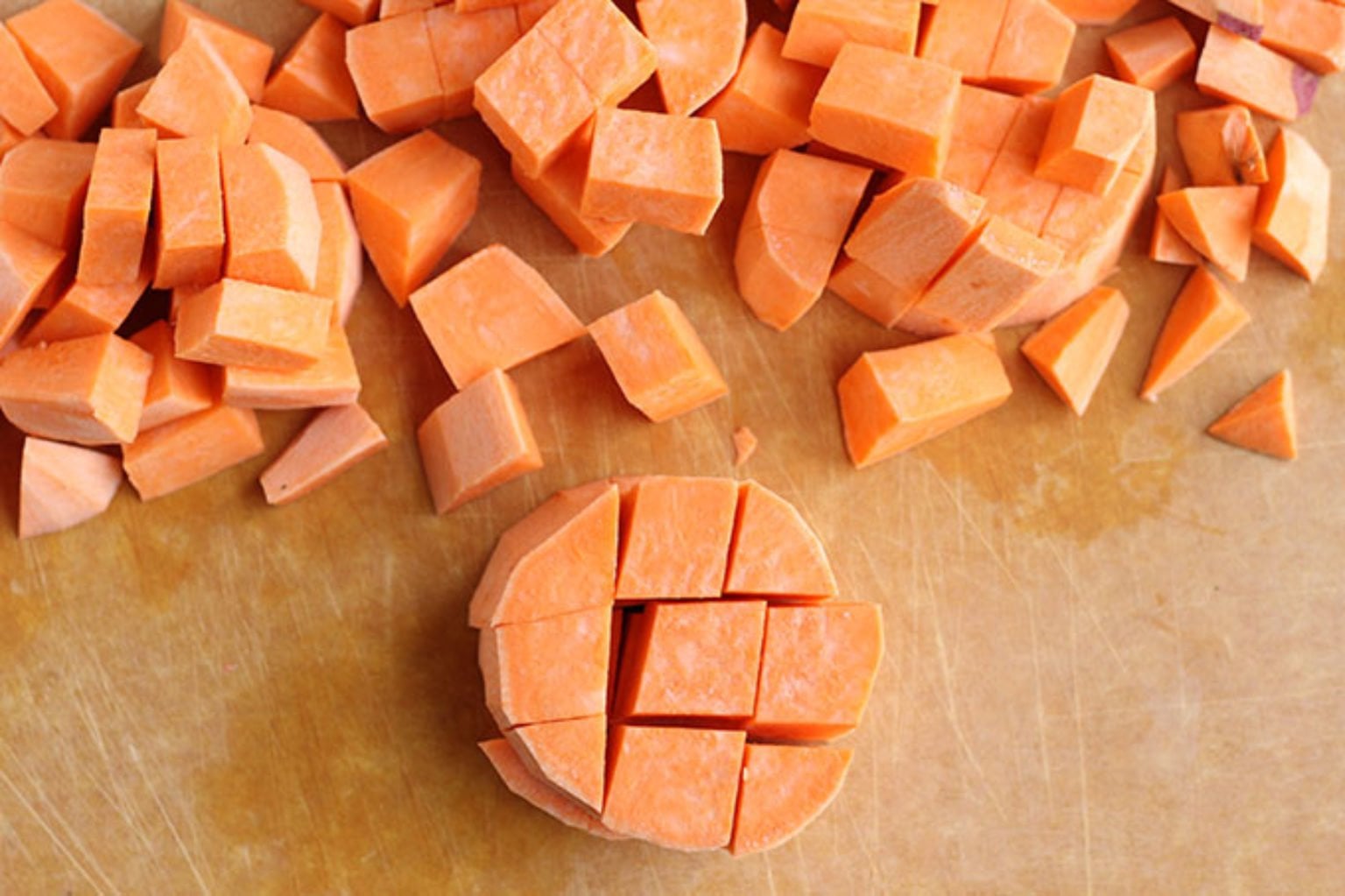 how to dice sweet potatoes