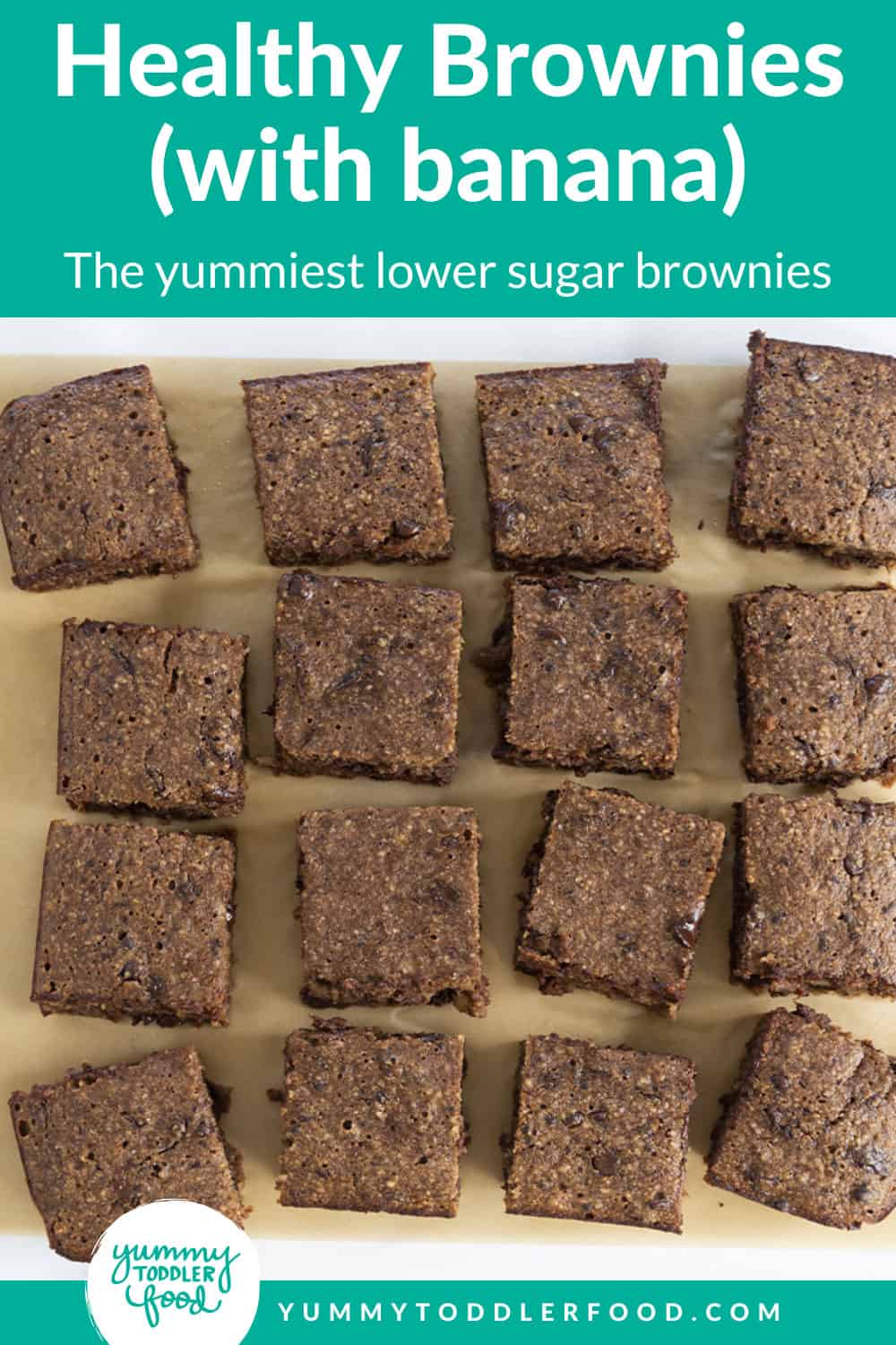 sliced healthy brownies on parchment paper.