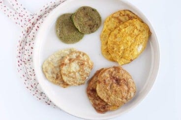 2-ingredient-pancake-varieties-on-white-plate