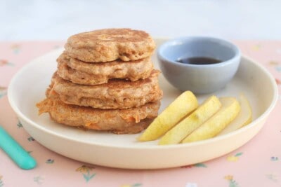 carrot-pancakes-in-stack-with-pear-slices
