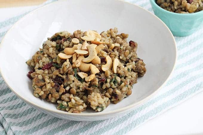vegetarian-lentils-and-rice in white bowl