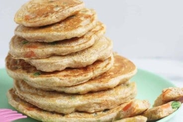 stack-of-vegetable-pancakes_on green plate