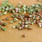 diced rhubarb on cutting board