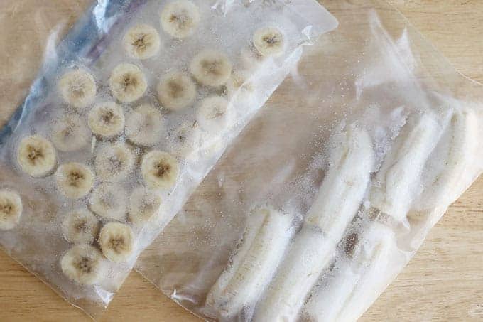 frozen bananas in freezer bags