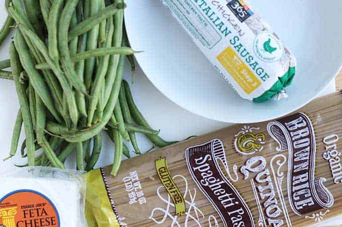 ingredients in spaghetti and green beans