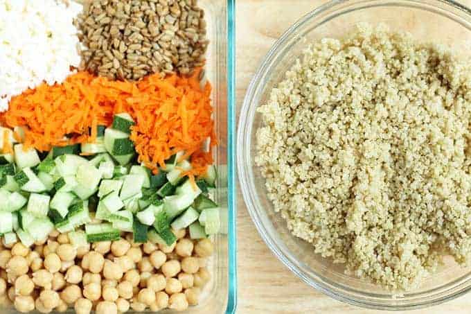 ingredients for mediterranean quinoa salad