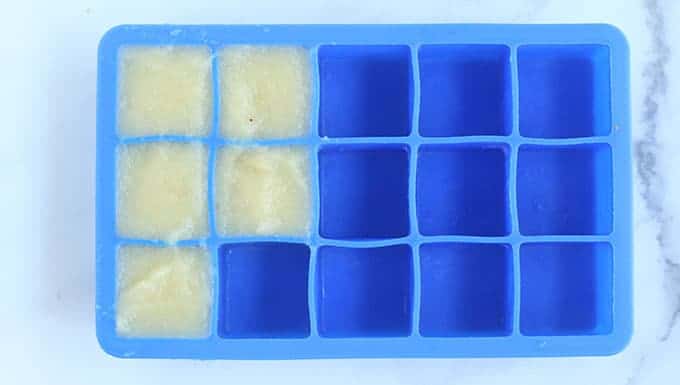 apple-puree-in-silicone-ice-cube-tray