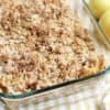 gluten free apple crisp in glass baking dish