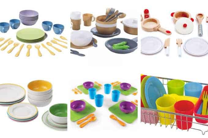27 Piece Tableware Dish Set with Dish Drainer Kids Play Dish Set Hey for Kitchen Playset and Pretend Food Toys Play 