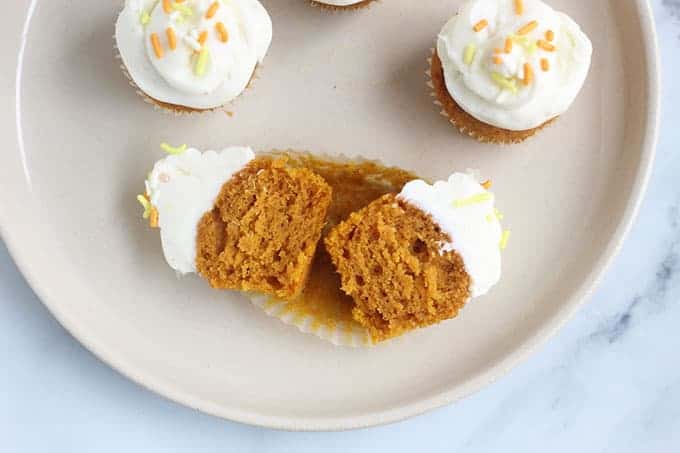 sliced-pumpkin-cupcake-on-plate