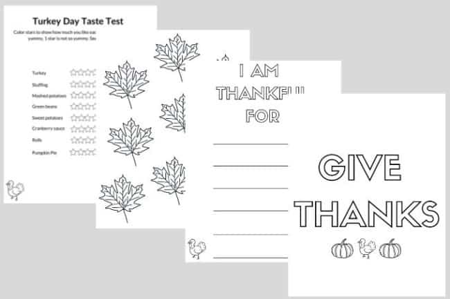 Free Thanksgiving Printables for Kids - Yummy Toddler Food