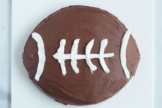 football cake on white cutting board