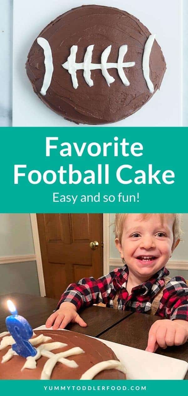 toddler with football cake and candle