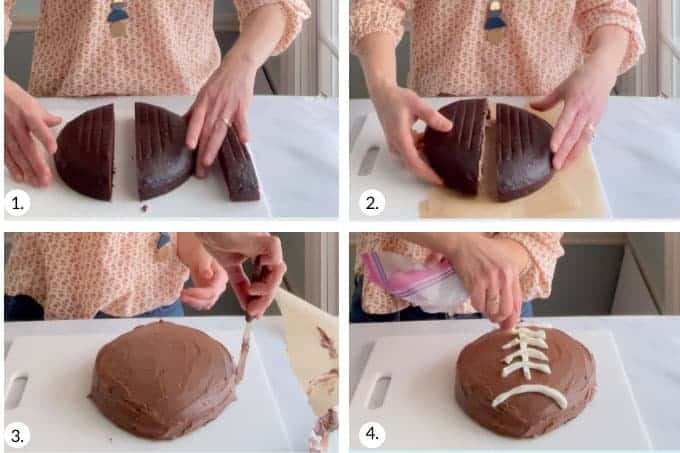 how to frost a football cake step by step