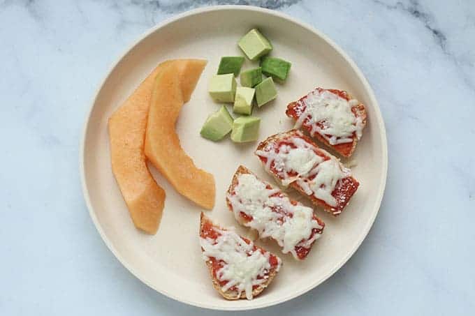 pizza-toast-on-white-plate