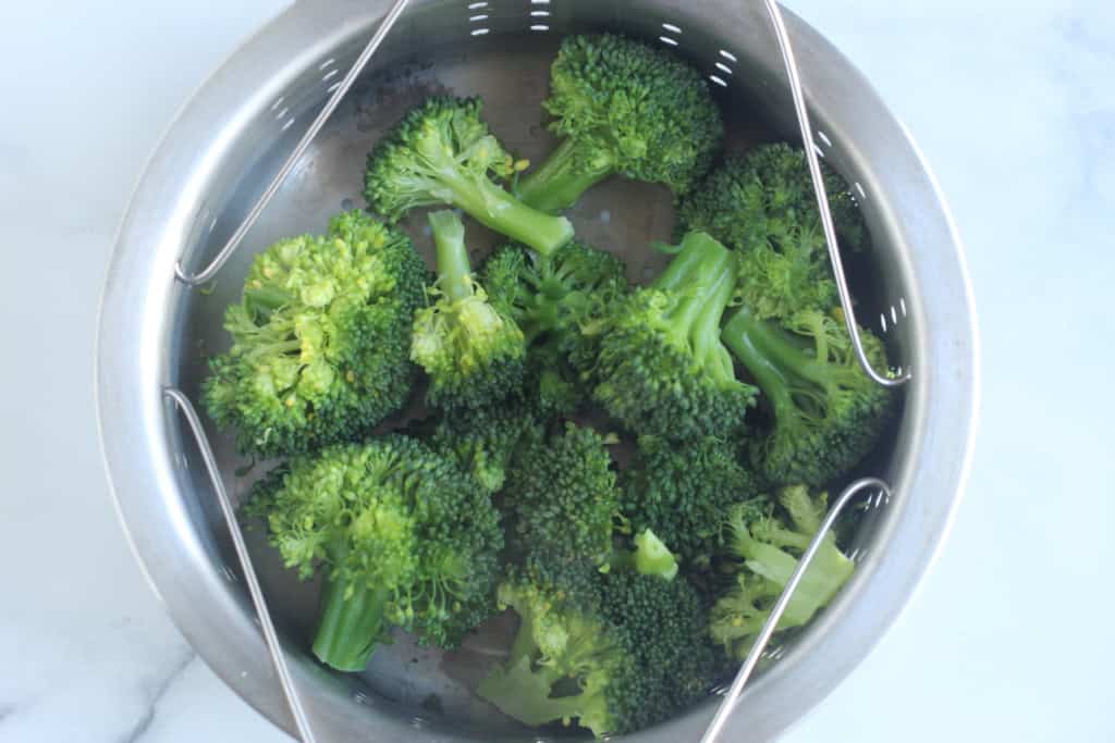 Broccoli in steamer.