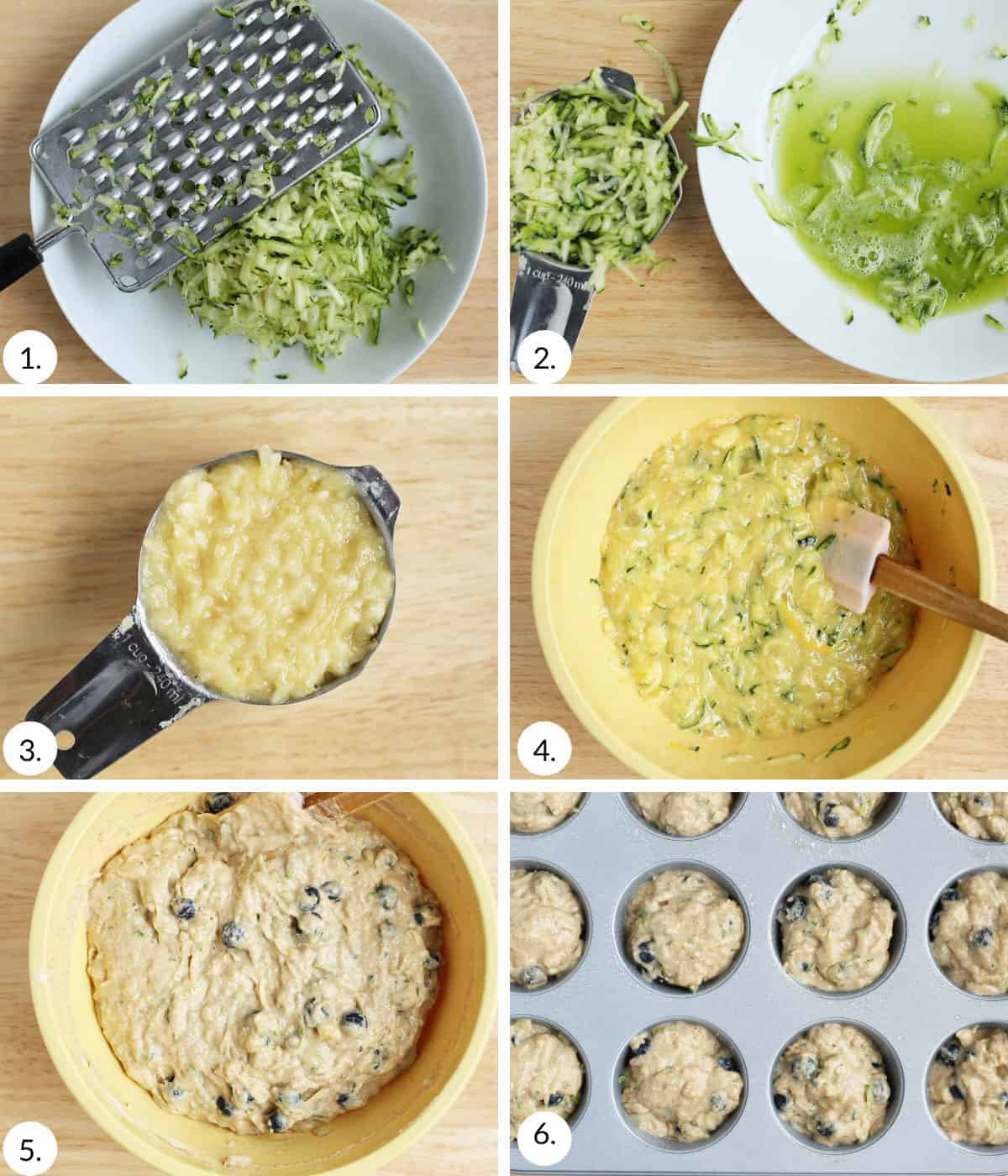 how to make banana zucchini muffins step by step