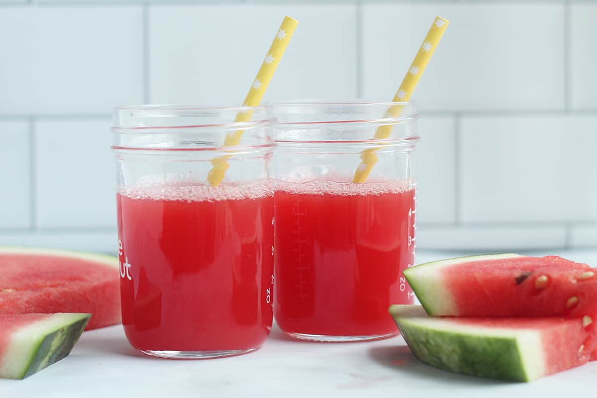 watermelon juice in jars