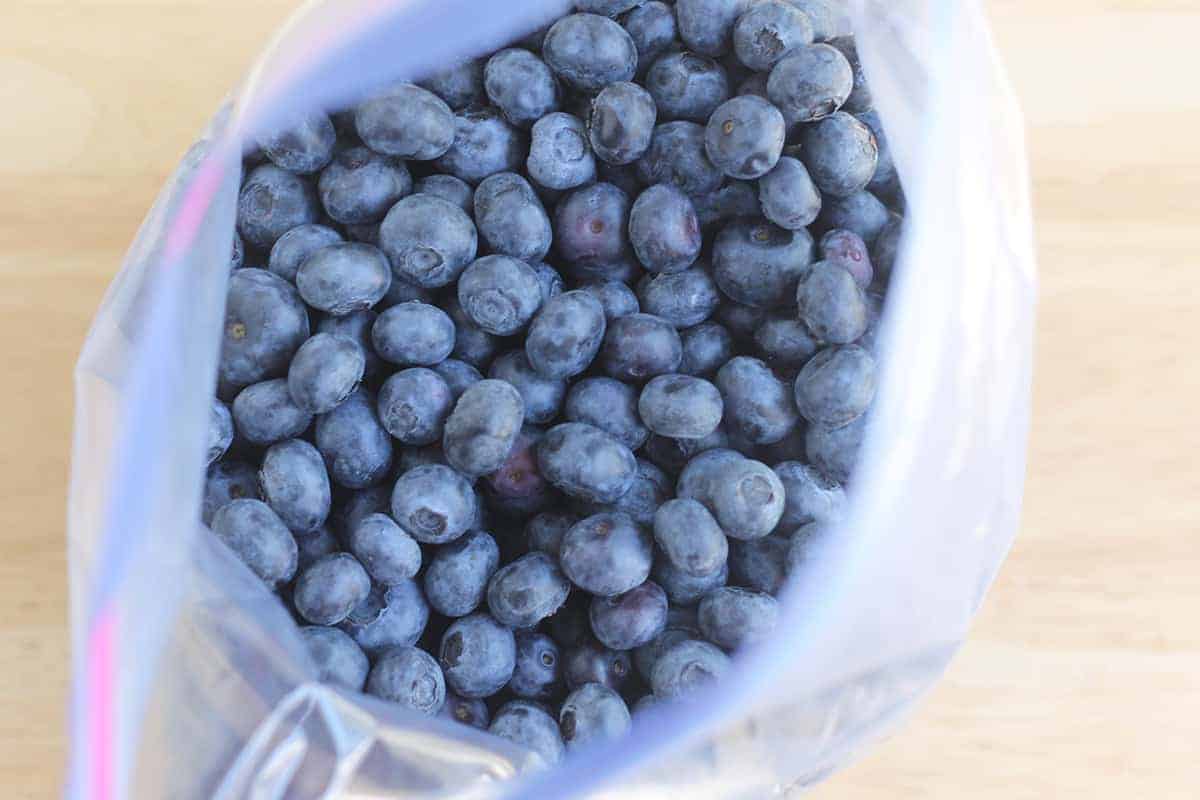 blueberries in freezer bag