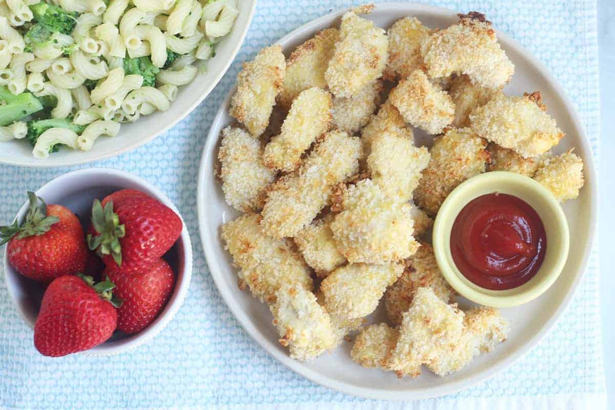 Crispy Baked Chicken Nuggets (4 Ingredients. SO Crispy!)